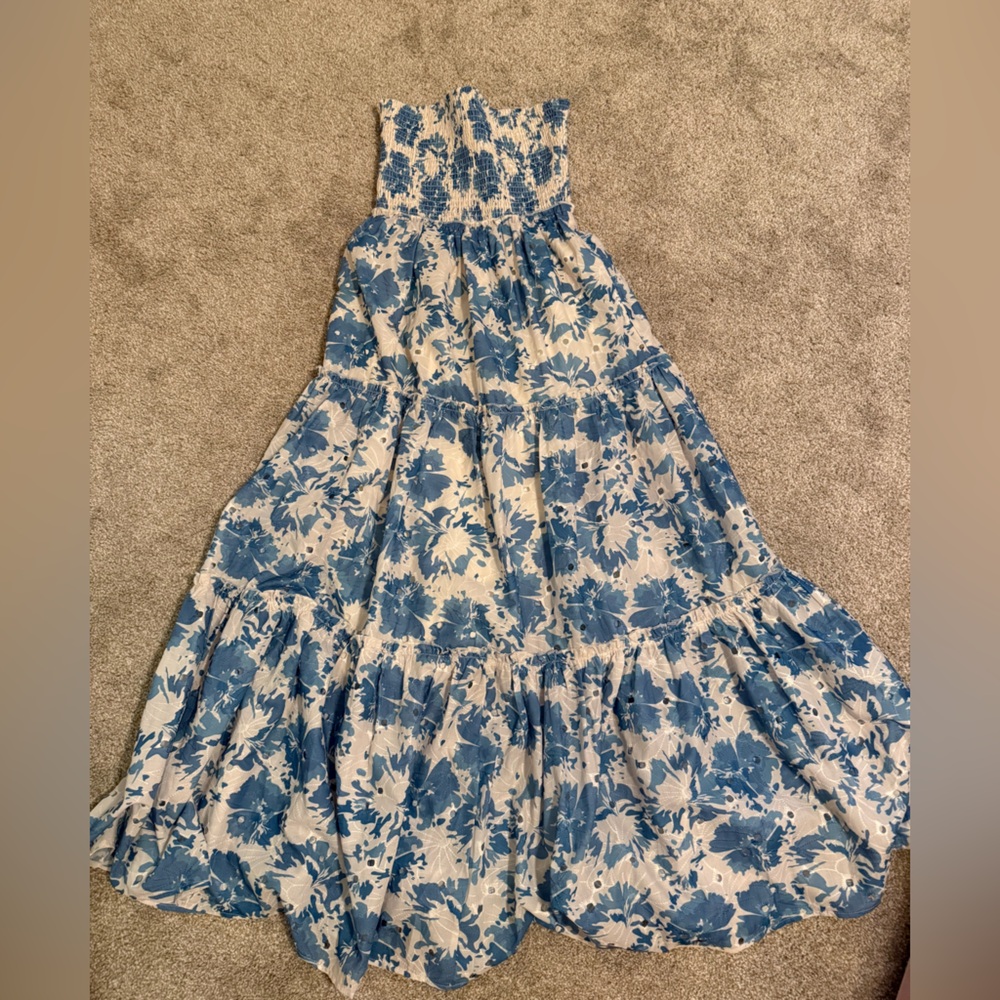 Boutique- Blue and White Floral Maxi Dress